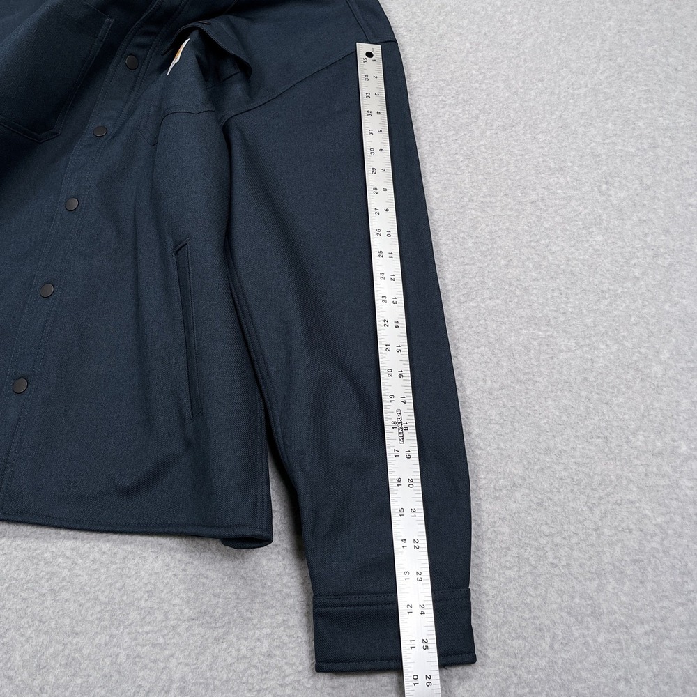 Carhartt Rain Defender Hooded Shirt Jac Mens L Navy Blue Fleece Lined Shacket - Picture 7 of 14